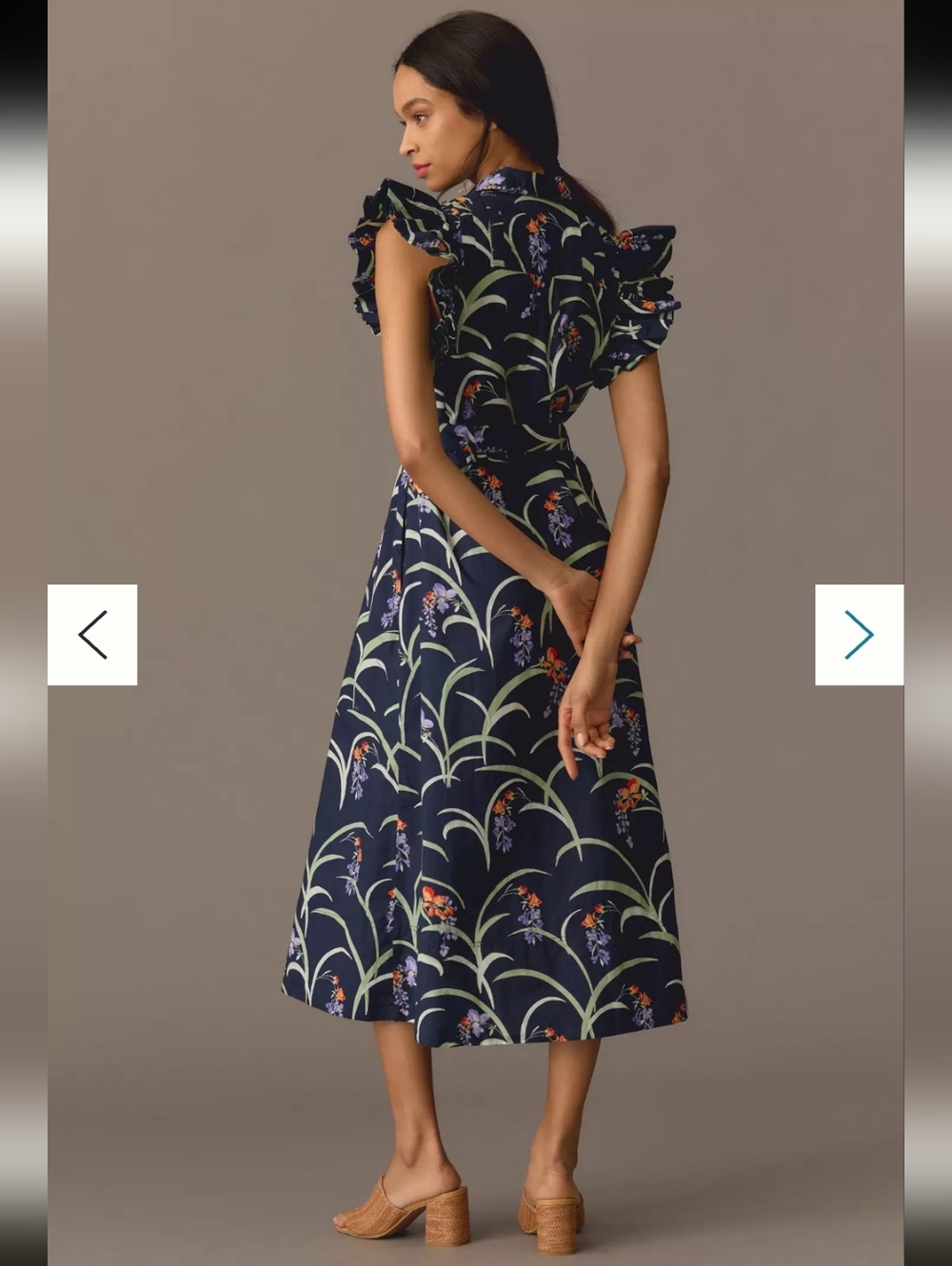 Maeve Anthropologie 100% Cotton Navy Floral Belted Maxi Dress_XS - Picture 3 of 11